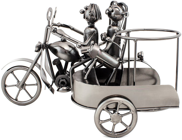 Portabottiglie Da Vino Motociclisti - Design Con Coppia E Cane, Metallico - Foto 2