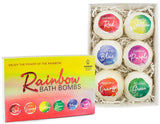 BRUBAKER 6 Handmade "Rainbow" Bath Bombs Gift Set - All Natural, Vegan, Organic Ingredients - Sesame Oil Moisturizes Dry Skin