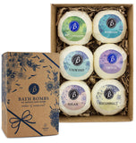 BRUBAKER 6 Handmade "Relax & Unwind" Bath Bombs Gift Set - All Natural, Vegan, Organic Ingredients - Macadamia Nut Oil Moisturizes Dry Skin