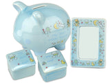 BRUBAKER My First Keepsake Gift Set for Babies (Boy/Girl)- 4 Pcs - Piggy Bank, First Curl, First Tooth and Photo Frame - English/French/Spanish