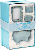 BRUBAKER My First Keepsake Gift Set for Babies (Boy/Girl)- 4 Pcs - Piggy Bank, First Curl, First Tooth and Photo Frame - English/French/Spanish
