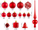 BRUBAKER 101 Pack Assorted Christmas Ball Ornaments - Shatterproof - with Green Pickle and Tree Topper - Designed in Germany