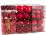 BRUBAKER 101 Pack Assorted Christmas Ball Ornaments - Shatterproof - with Green Pickle and Tree Topper - Designed in Germany