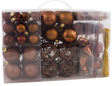 BRUBAKER 101 Pack Assorted Christmas Ball Ornaments - Shatterproof - with Green Pickle and Tree Topper - Designed in Germany