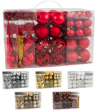 BRUBAKER 101 Pack Assorted Christmas Ball Ornaments - Shatterproof - with Green Pickle and Tree Topper - Designed in Germany