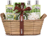 BRUBAKER Cosmetics Bath and Shower Set Aloe Vera - 11-Piece Gift Set in Wicker Basket