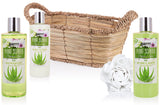 BRUBAKER Cosmetics Bath and Shower Set Aloe Vera - 11-Piece Gift Set in Wicker Basket