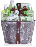 BRUBAKER Cosmetics Bath and Shower Set Aloe Vera - 9-Piece Gift Set in Vintage Plant Pot