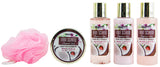 BRUBAKER Cosmetics Bath and Shower Set - Coconut and Strawberry Scent - 5 Pcs Spa Gift Set for Women - Skin Care Gift Box for Wife Girlfriend or Best Friend