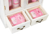 BRUBAKER Cosmetics 10-Piece Bath and Body Gift Set - Cherry Blossoms & Rice Milk - Vegan - Spa Gift in Wooden Cabinet - Vintage White