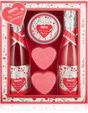BRUBAKER Cosmetics 5-pcs Bath and Shower Set Strawberry Sweet Love - Gift Set with Flowers Design Pink
