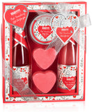 BRUBAKER Cosmetics 5-pcs Bath and Shower Set Strawberry Sweet Love - Gift Set with Flowers Design Pink