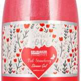 BRUBAKER Cosmetics 25 fl. oz. Shower Gel Strawberry Sweet Love in Champagne Bottle - Bath Gift Set with Flowers Design - Gift Idea for Women and Men - Pink