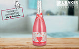 BRUBAKER Cosmetics 25 fl. oz. Shower Gel Strawberry Sweet Love in Champagne Bottle - Bath Gift Set with Flowers Design - Gift Idea for Women and Men - Pink
