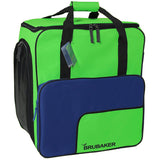 BRUBAKER Combo Ski Boot Bag and Ski Bag for 1 Pair of Ski, Poles, Boots, Helmet, Gear and Apparel - 170 cm - Green/Blue