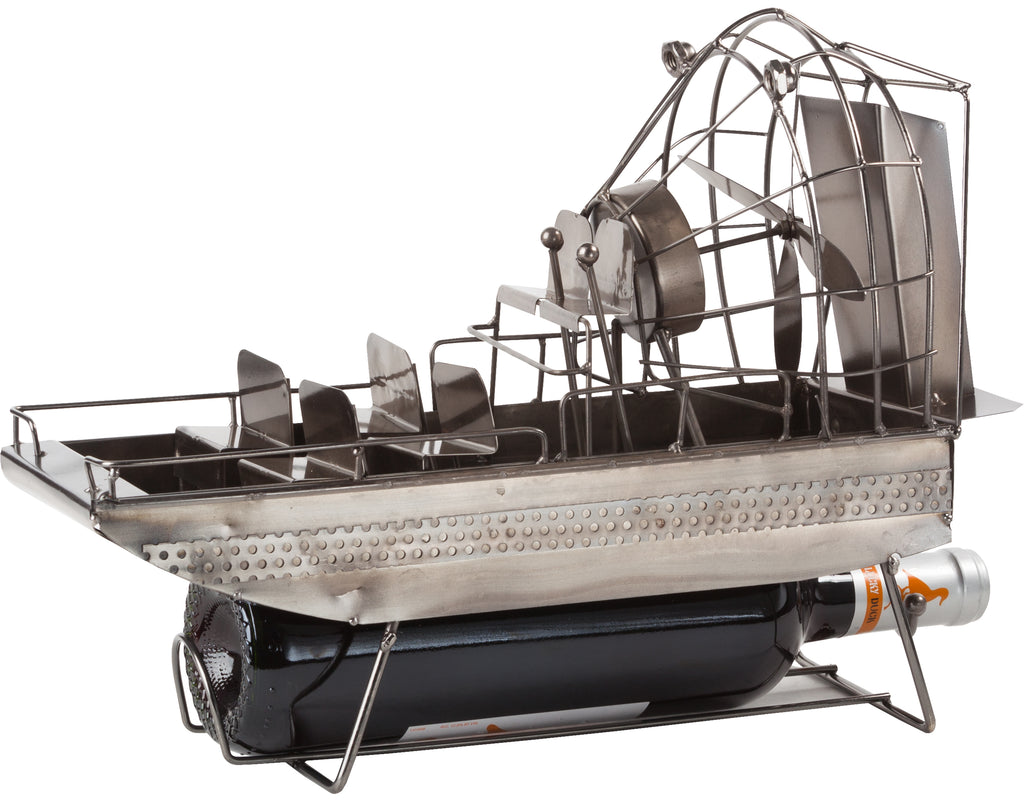 BRUBAKER Wine Bottle Holder Airboat - Metal - Handmade