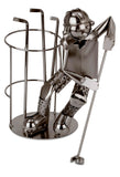 BRUBAKER Wine Bottle Holder 'Ice Hockey' - Table Top Metal Sculpture