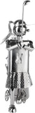 BRUBAKER Bottle Holder Female Golfer Teeing Off - Silver Metal Sculpture - Gift for Female Golf Fans - Sport Woman Bottle Stand Wine Decoration with Greeting Card