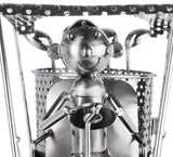 BRUBAKER Bottle Holder Female Golf Player in Golf Cart - Silver Metal Sculpture Wine Gift for Golfer and Sport Women - Wine Bottle Stand with Greeting Card