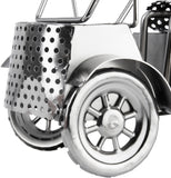 BRUBAKER Bottle Holder Female Golf Player in Golf Cart - Silver Metal Sculpture Wine Gift for Golfer and Sport Women - Wine Bottle Stand with Greeting Card