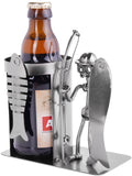 BRUBAKER Nuts and Bolts Sculpture Angler with Fish - Bottle and Can Holder - Handmade Iron Figure Metal Man Beer Bottle Holder - Metal Figure Gift Idea for Anglers