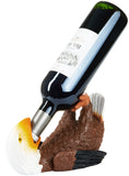 BRUBAKER Wine Bottle Holder Thirsty Eagle - Drunk Animals - Polyresin Bottle Decoration - Table Top Bird Figure Hand Painted Wine Accessory - Funny Wine Gift
