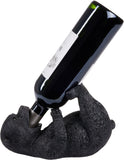 BRUBAKER Wine Bottle Holder Thirsty Bear - Drunk Animals - Polyresin Bottle Decoration - Table Top Bar Wine Accessory Figure Hand Painted Black - Funny Wine Gift