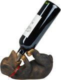 BRUBAKER Wine Bottle Holder Thirsty Dog - Dachshund - Drunk Animals - Wiener Dog Polyresin Bottle Decoration - Badger Sausage Dog Figure Hand Painted Bar Accessory - Funny Wine Gift