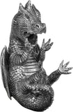 BRUBAKER Wine Bottle Holder Thirsty Dragon Silver - Fantasy Dragon Model - Table Top Bottle Decoration Hand Painted Figurine Wine Accessory - Funny Wine Gift