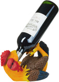 BRUBAKER Wine Bottle Holder Thirsty Rooster - Drunk Animals - Polyresin Bottle Decoration - Chicken Farm Figurine Hand Painted Wine Accessory - Funny Wine Gift