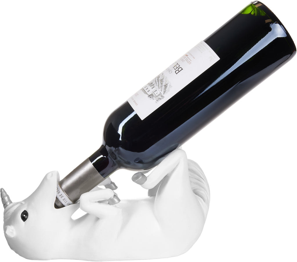 BRUBAKER Wine Bottle Holder Thirsty Unicorn - Drunk Animals - Polyresin Bottle Decoration - Hand Painted Figure - Fabulous Funny Wine Gift for Women and Best Friend