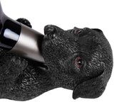 BRUBAKER Wine Bottle Holder Thirsty Dog - Black Labrador - Drunk Animals - Polyresin Bottle Decoration - Table Top Figure Hand Painted Bar Accessory - Funny Wine Gift