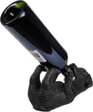 BRUBAKER Wine Bottle Holder Thirsty Dog - Black Labrador - Drunk Animals - Polyresin Bottle Decoration - Table Top Figure Hand Painted Bar Accessory - Funny Wine Gift