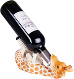 BRUBAKER Wine Bottle Holder Thirsty Giraffe - Drunk Animals - Polyresin Bottle Decoration - Table Top Safari Figurine Bar Hand Painted Wine Accessory - Funny Wine Gift