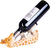 BRUBAKER Wine Bottle Holder Thirsty Giraffe - Drunk Animals - Polyresin Bottle Decoration - Table Top Safari Figurine Bar Hand Painted Wine Accessory - Funny Wine Gift