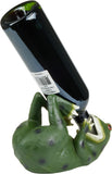 BRUBAKER Wine Bottle Holder Thirsty Frog - Drunk Animals - Polyresin Bottle Decoration - Table Top Figure Hand Painted Bar Wine Accessory for Wine Bar - Funny Wine Gift