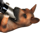 BRUBAKER Wine Bottle Holder Thirsty Dog - German Shepherd - Drunk Animals - Polyresin Bottle Decoration - Table Top Figure Hand Painted Bar Accessory - Funny Wine Gift
