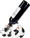 BRUBAKER Wine Bottle Holder Thirsty Cow - Drunk Animals - Polyresin Bottle Decoration - Figure Farm Hand Painted Wine Accessory for Wine Bar - Funny Wine Gift