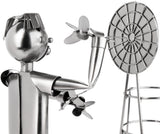 BRUBAKER Beer Bottle Holder Darts Championship - Metal Sculpture Bottle Stand Dartboard - Figure Beer Gift for Dart Players and Fans with Greeting Card