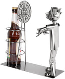 BRUBAKER Beer Bottle Holder Darts Championship - Metal Sculpture Bottle Stand Dartboard - Figure Beer Gift for Dart Players and Fans with Greeting Card