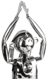 BRUBAKER Wine Bottle Holder Yoga - Metal Sculpture Bottle Stand Sports - Silver Figure Wine Gift for Yogi and Yoga Enthusiasts - with Greeting Card