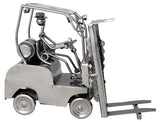 BRUBAKER Wine Bottle Holder 'Forklift' - Table Top Metal Sculpture