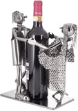 BRUBAKER Bottle Holder Dance Couple - Pair Sculpture Metal - Bottle Stand - with Greeting Card - Wedding Favours
