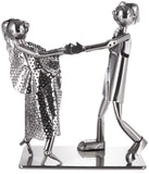 BRUBAKER Bottle Holder Dance Couple - Pair Sculpture Metal - Bottle Stand - with Greeting Card - Wedding Favours