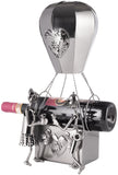 BRUBAKER XXL Bottle Holder Wine - Hot Air Balloon with Couple Metal - Bottle Stand with Greeting Card for Love Gifts