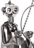 BRUBAKER XXL Bottle Holder Wine - Hot Air Balloon with Couple Metal - Bottle Stand with Greeting Card for Love Gifts