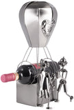 BRUBAKER XXL Bottle Holder Wine - Hot Air Balloon with Couple Metal - Bottle Stand with Greeting Card for Love Gifts
