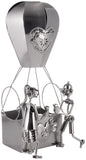 BRUBAKER XXL Bottle Holder Wine - Hot Air Balloon with Couple Metal - Bottle Stand with Greeting Card for Love Gifts