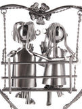 BRUBAKER Bottle Holder Wine - Heart with Couple on Swing - Romantic Metal Bottle Stand - Love Gift or Decoration Object - with Greeting Card