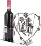 BRUBAKER Bottle Holder Wine - Heart with Couple on Swing - Romantic Metal Bottle Stand - Love Gift or Decoration Object - with Greeting Card